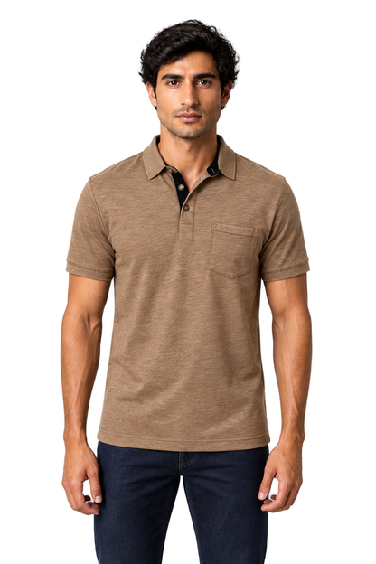 Men's Polo Shirt Moisture-Wicking Fabric Chest Pocket | Glitz & Fashion