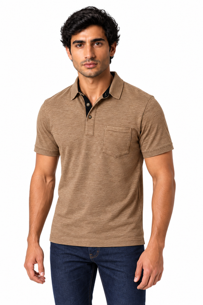 Men's Polo Shirt Moisture-Wicking Fabric Chest Pocket | Glitz & Fashion