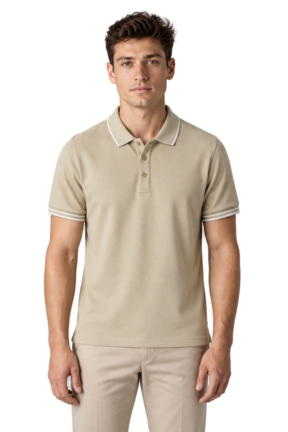 Men's Polo Shirt Smooth Knit Contrast Trim | Glitz & Fashion