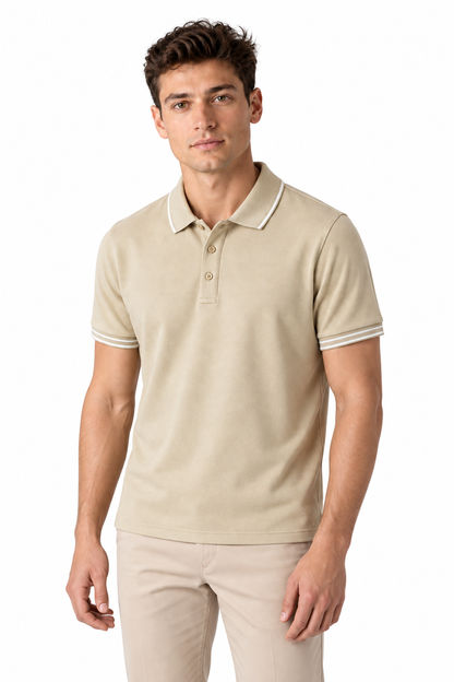Men's Polo Shirt Smooth Knit Contrast Trim | Glitz & Fashion