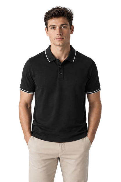 Men's Polo Shirt Smooth Knit Contrast Trim | Glitz & Fashion