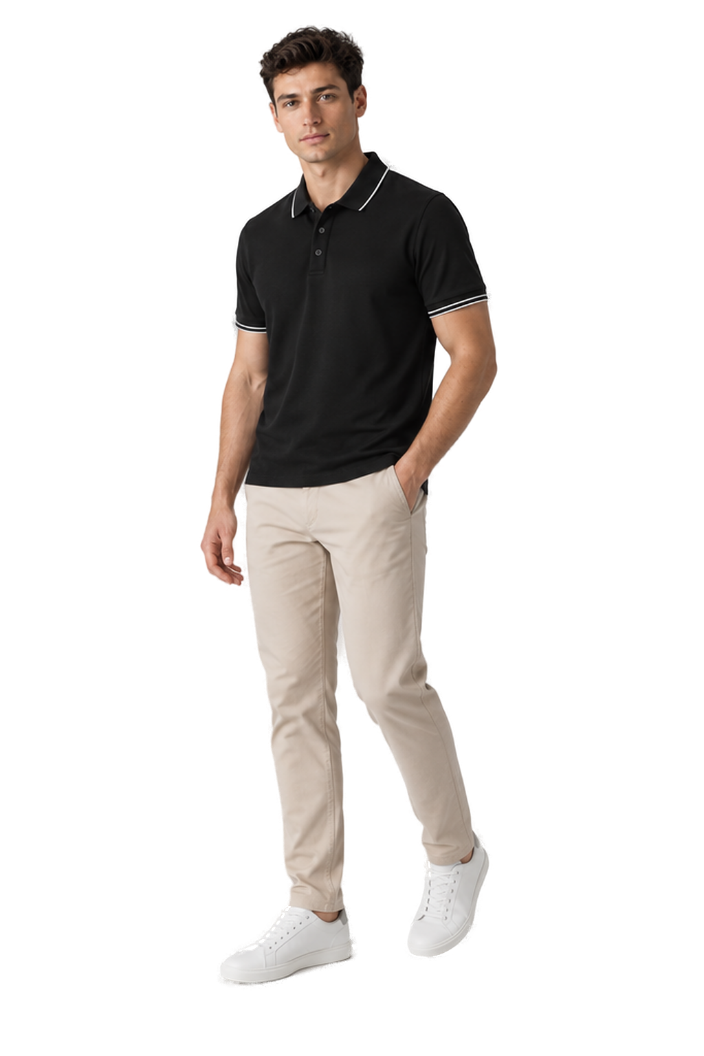 Men's Polo Shirt Smooth Knit Contrast Trim | Glitz & Fashion