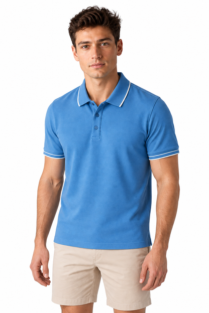 Men's Polo Shirt Smooth Knit Contrast Trim | Glitz & Fashion
