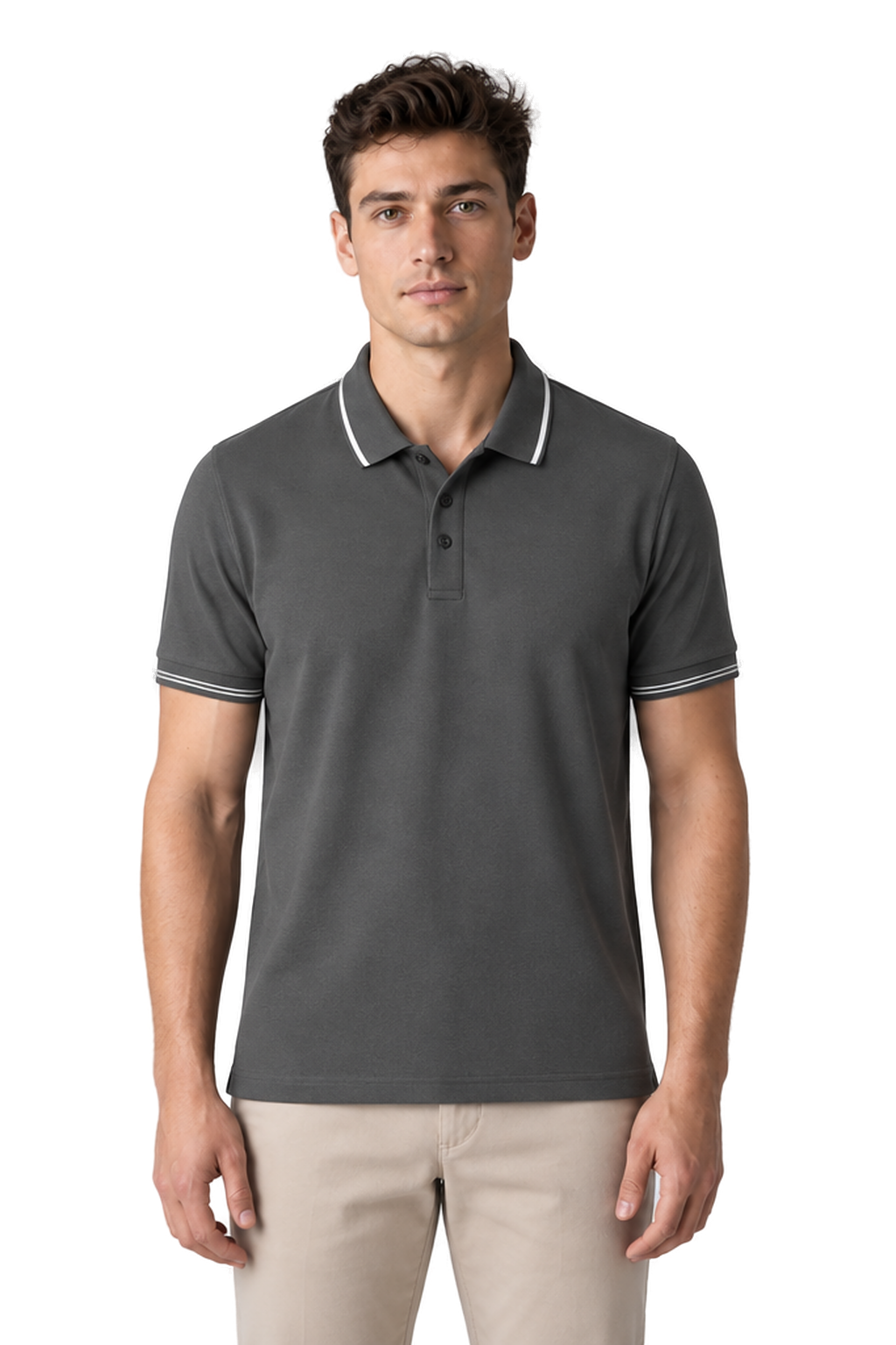 Men's Polo Shirt Smooth Knit Contrast Trim | Glitz & Fashion
