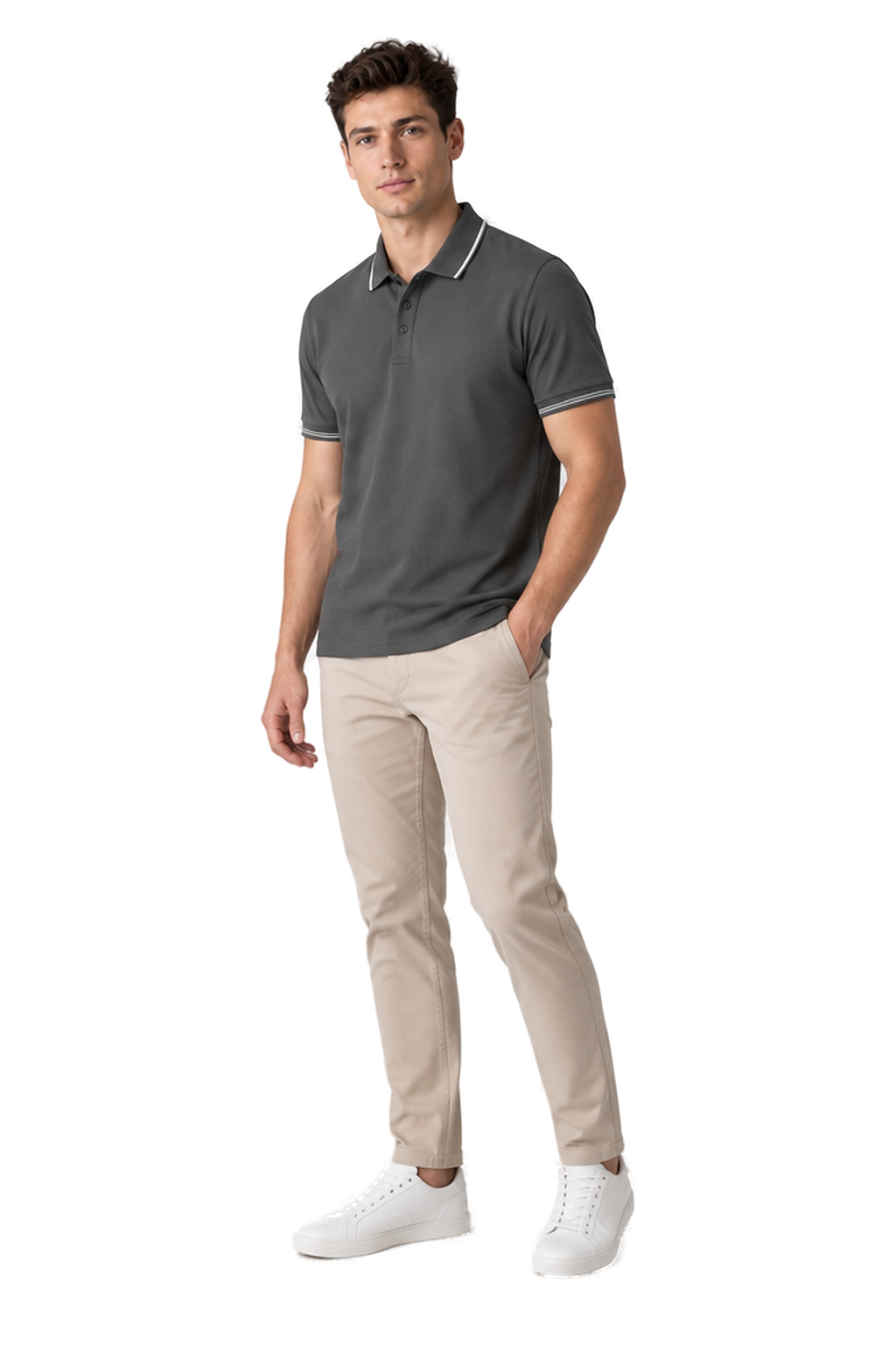 Men's Polo Shirt Smooth Knit Contrast Trim | Glitz & Fashion