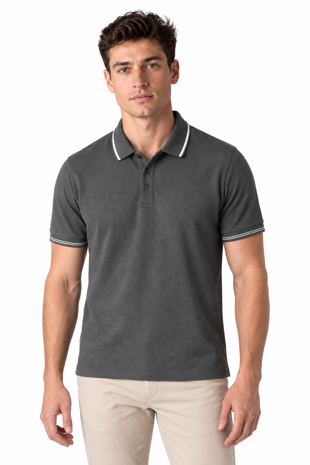 Men's Polo Shirt Smooth Knit Contrast Trim | Glitz & Fashion