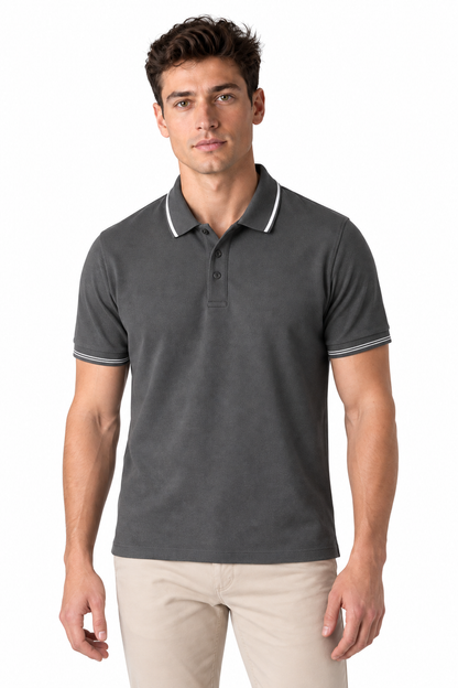 Men's Polo Shirt Smooth Knit Contrast Trim | Glitz & Fashion