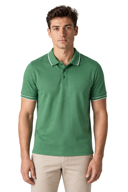 Men's Polo Shirt Smooth Knit Contrast Trim | Glitz & Fashion