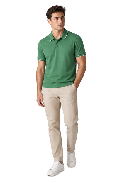 Men's Polo Shirt Smooth Knit Contrast Trim | Glitz & Fashion