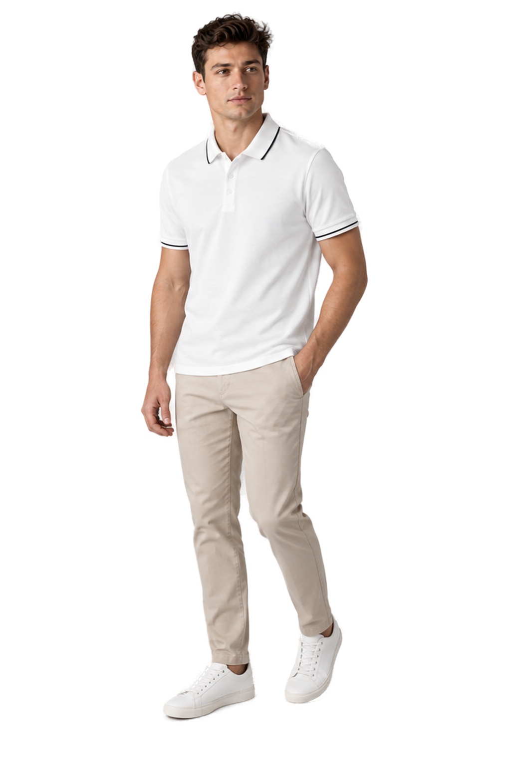 Men's Polo Shirt Smooth Knit Contrast Trim | Glitz & Fashion