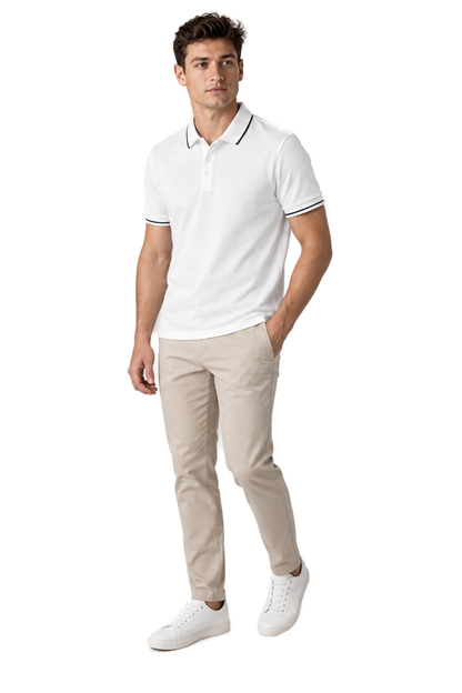 Men's Polo Shirt Smooth Knit Contrast Trim | Glitz & Fashion