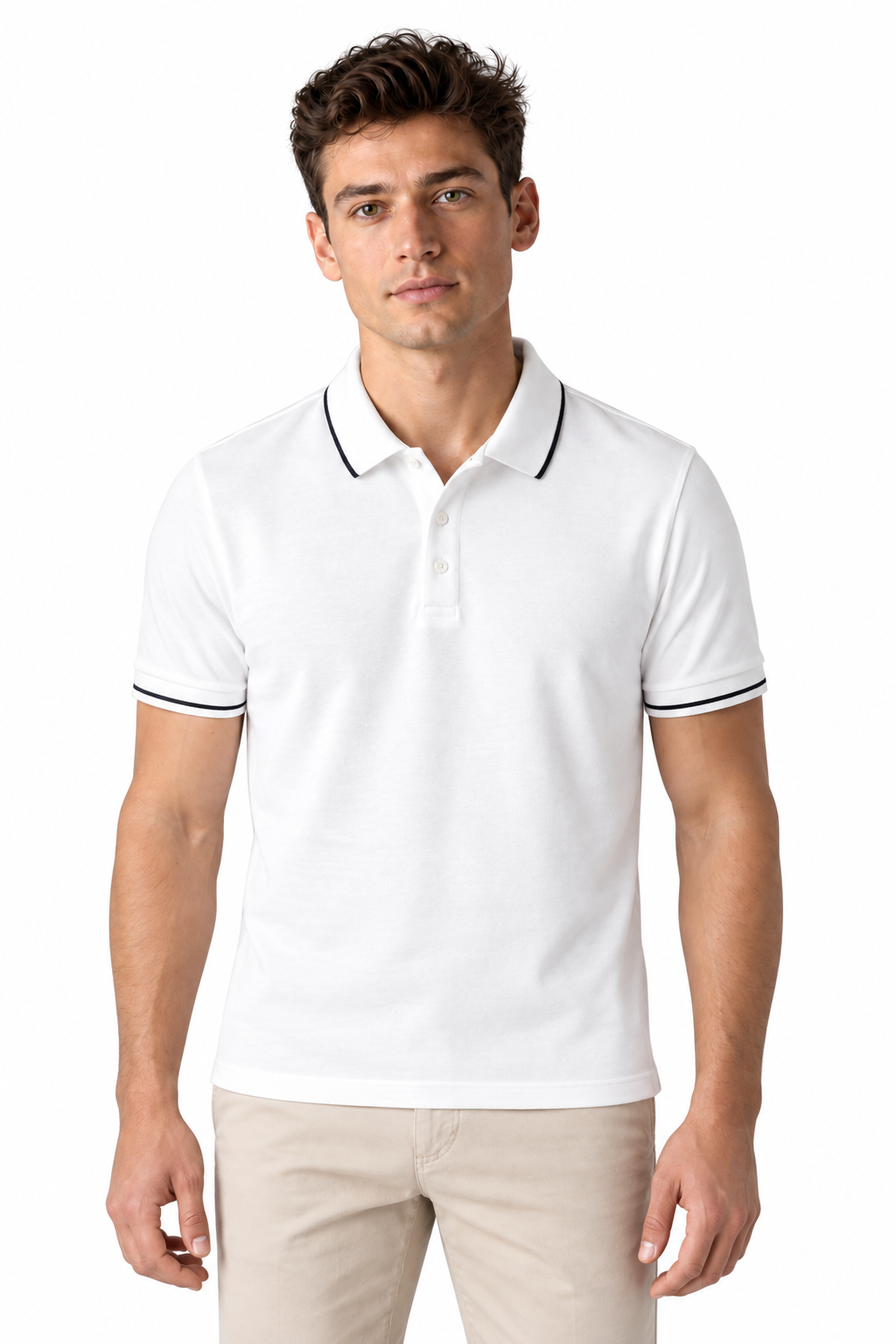 Men's Polo Shirt Smooth Knit Contrast Trim | Glitz & Fashion