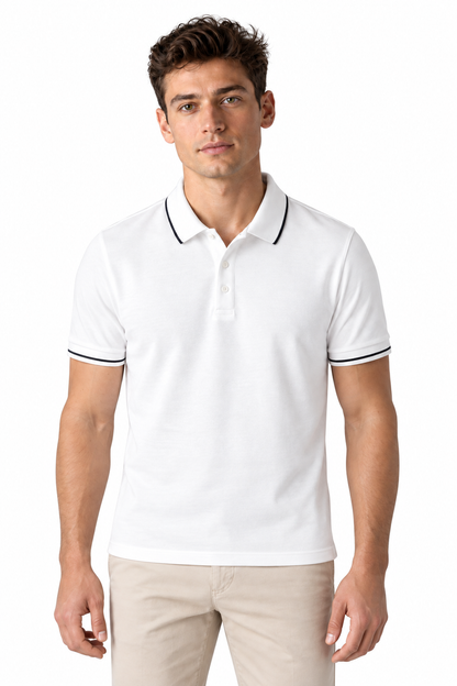 Men's Polo Shirt Smooth Knit Contrast Trim | Glitz & Fashion