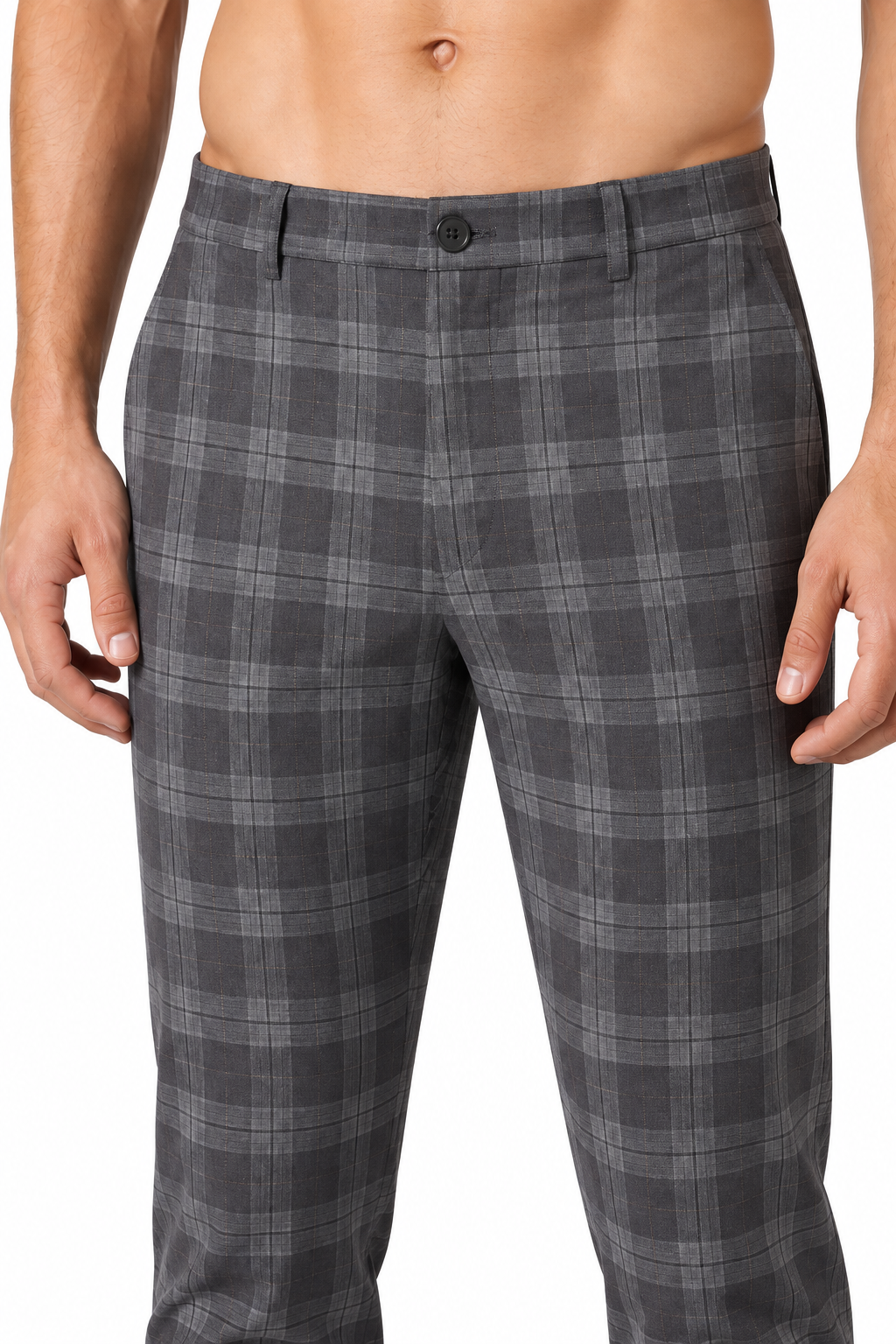 Men's Trousers Slim Fit Plaid Pattern | Glitz & Fashion