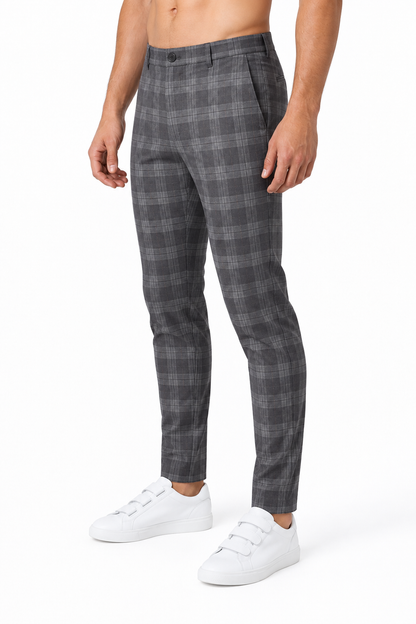 Men's Trousers Slim Fit Plaid Pattern | Glitz & Fashion