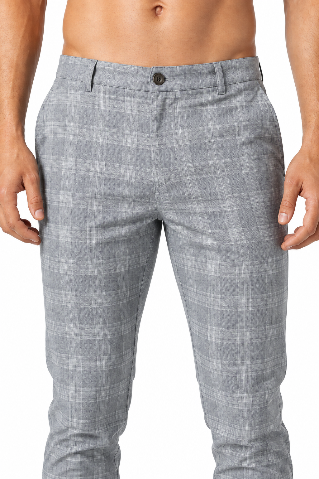 Men's Trousers Slim Fit Plaid Pattern | Glitz & Fashion