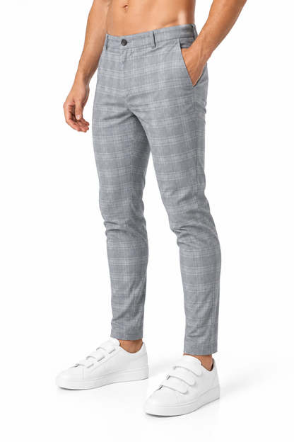 Men's Trousers Slim Fit Plaid Pattern | Glitz & Fashion