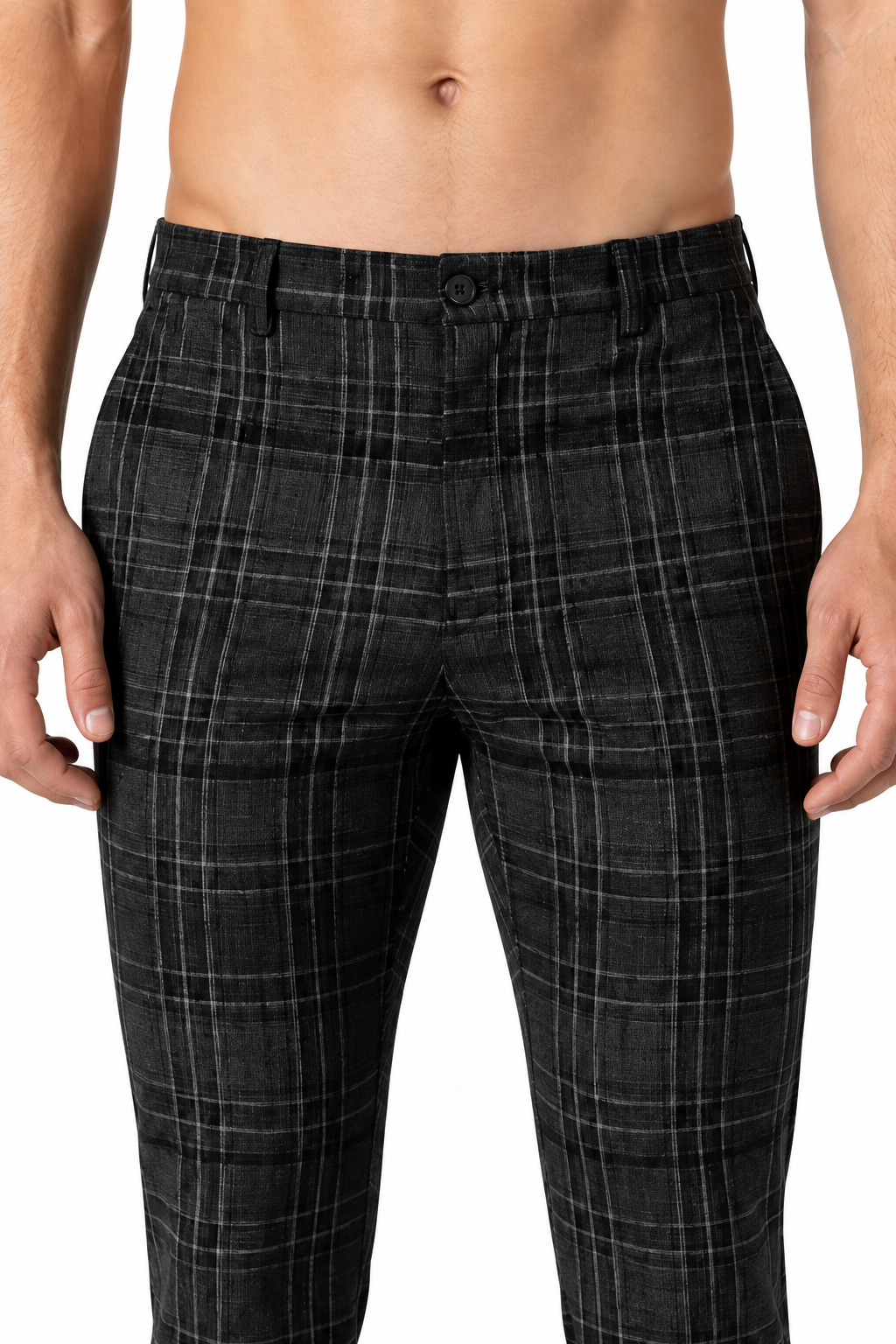 Men's Trousers Slim Fit Plaid Pattern | Glitz & Fashion