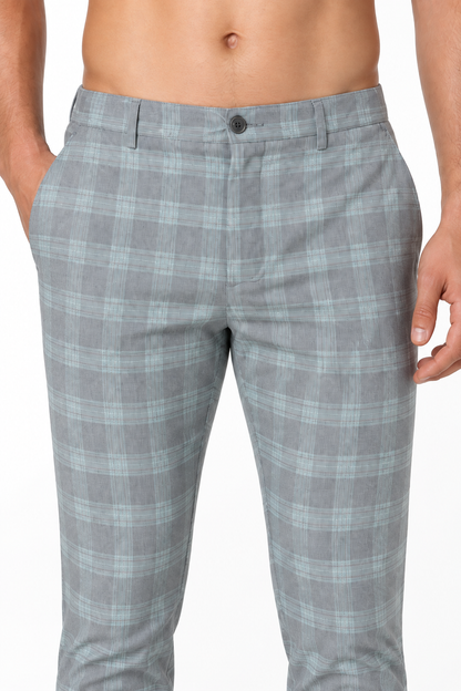 Men's Trousers Slim Fit Plaid Pattern | Glitz & Fashion