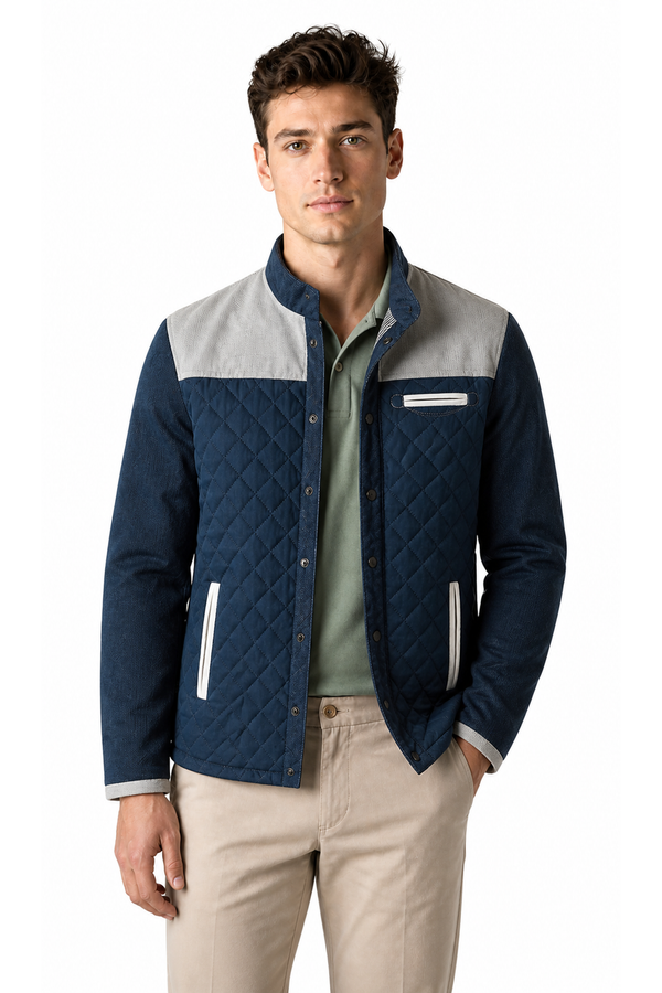 Men's Jacket Quilted Texture Patchwork Design | Glitz & Fashion
