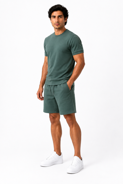 Men's T-Shirt Shorts Set Casual Fit Coordinated Design | Glitz & Fashion