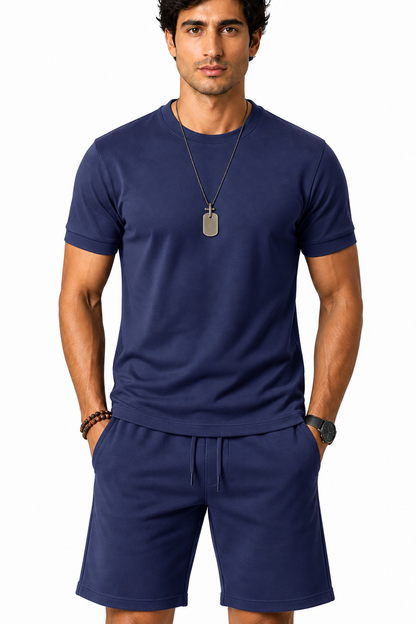 Men's T-Shirt Shorts Set Casual Fit Coordinated Design | Glitz & Fashion