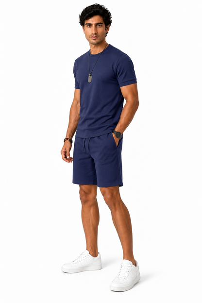 Men's T-Shirt Shorts Set Casual Fit Coordinated Design | Glitz & Fashion