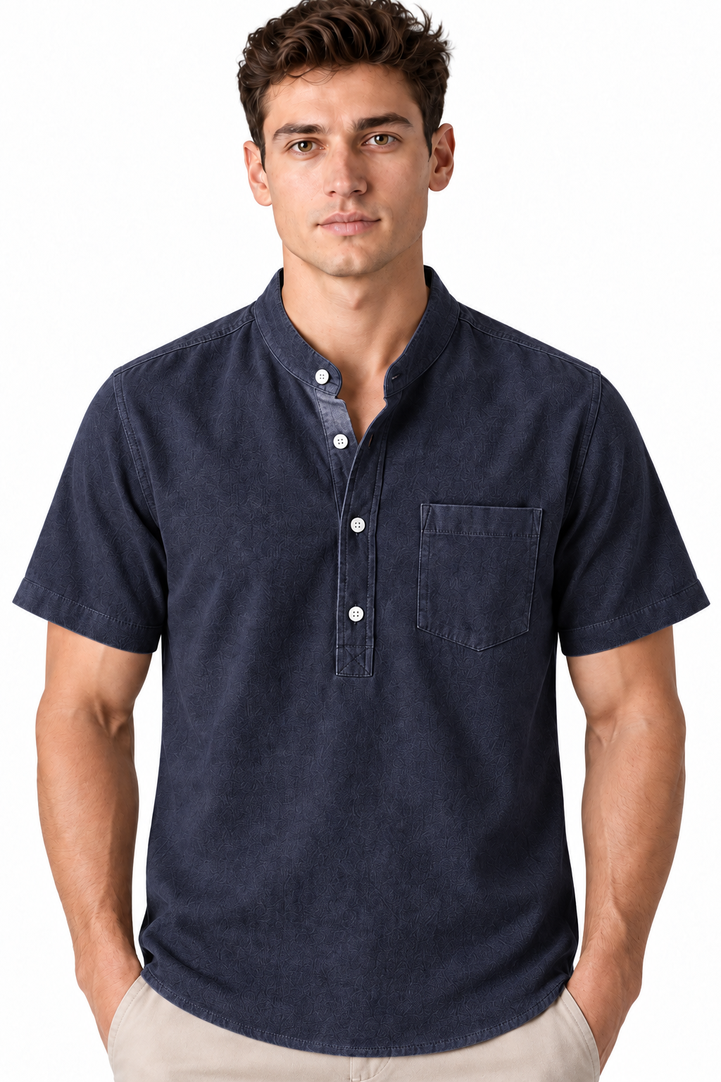 Men's Cotton Blend Henley Shirt | Glitz & Fashion