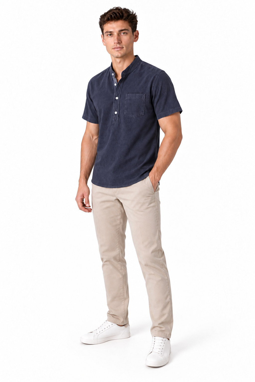 Men's Cotton Blend Henley Shirt | Glitz & Fashion