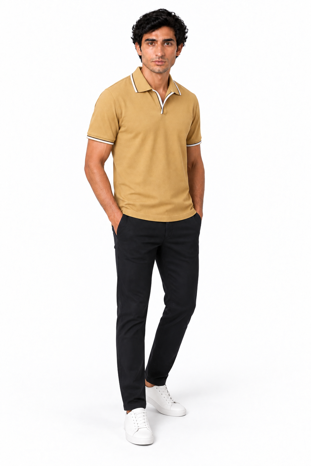 Men's Pique Johnny Collar Polo Shirt | Glitz & Fashion