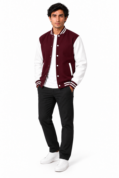 Men's Two-Tone Varsity Bomber Jacket | Glitz & Fashion