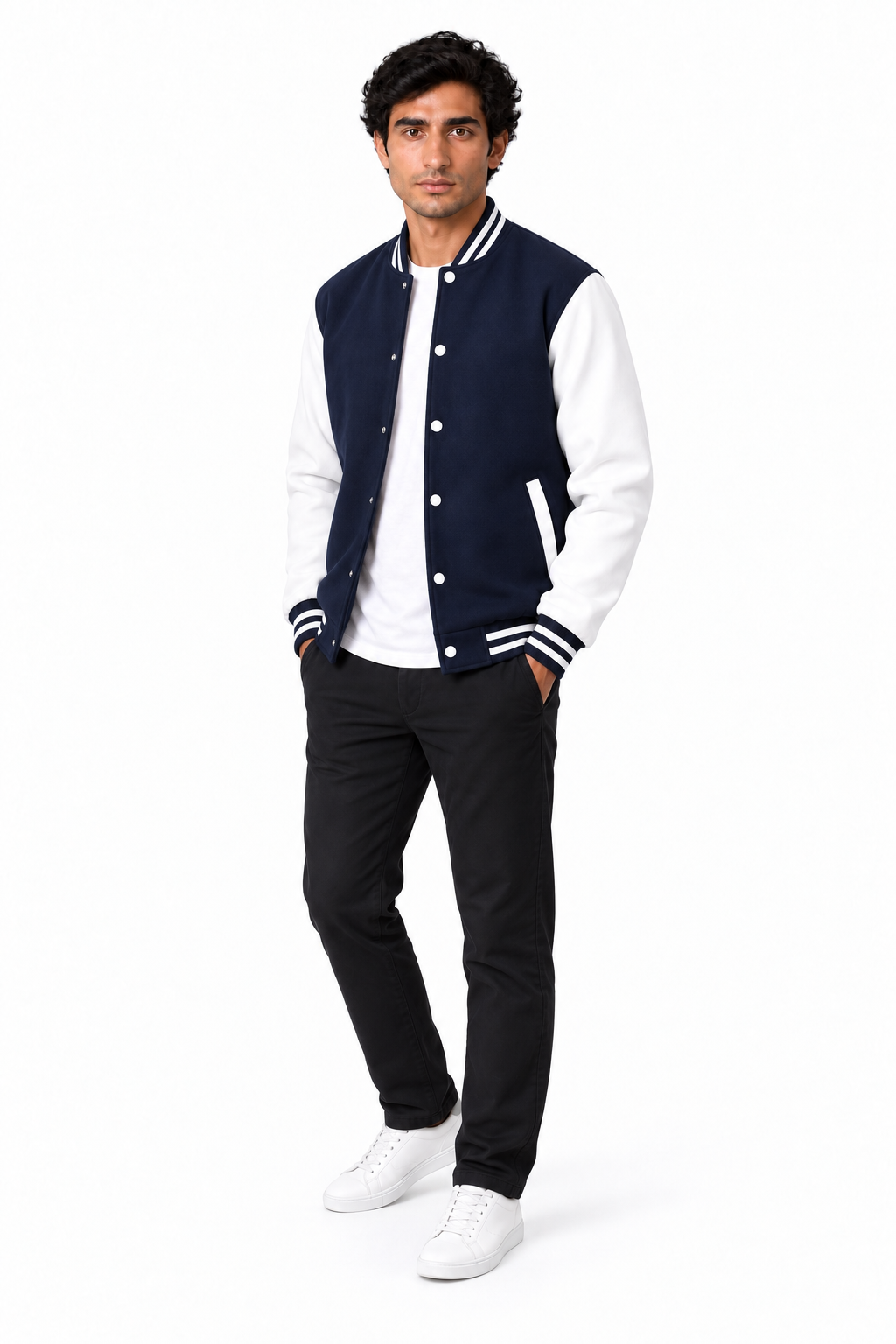 Men's Two-Tone Varsity Bomber Jacket | Glitz & Fashion