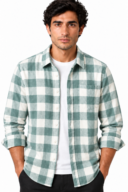 Men's Plaid Flannel Button-Up Shirt | Glitz & Fashion