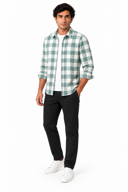 Men's Plaid Flannel Button-Up Shirt | Glitz & Fashion