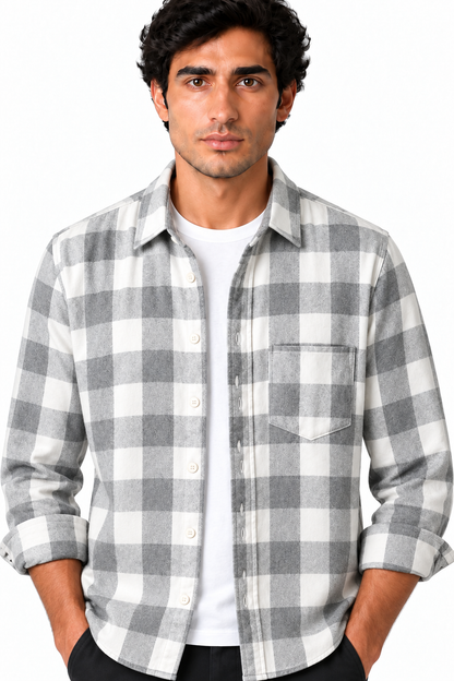 Men's Plaid Flannel Button-Up Shirt | Glitz & Fashion