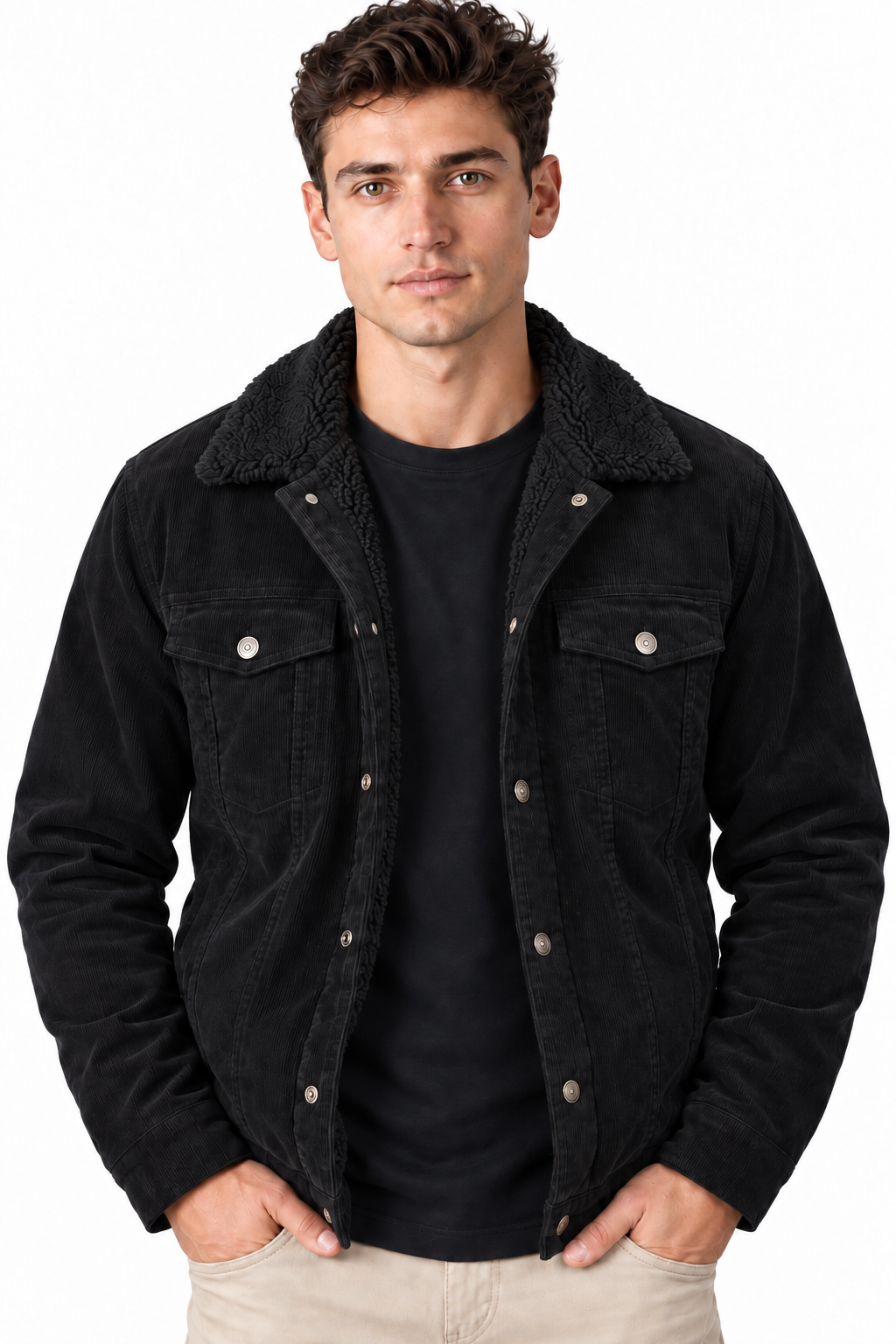Men's Sherpa-Lined Corduroy Jacket | Glitz & Fashion