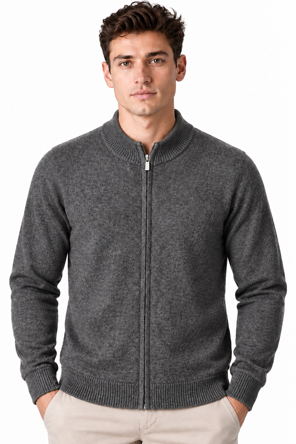 Men's Merino Wool Zip Cardigan | Glitz & Fashion