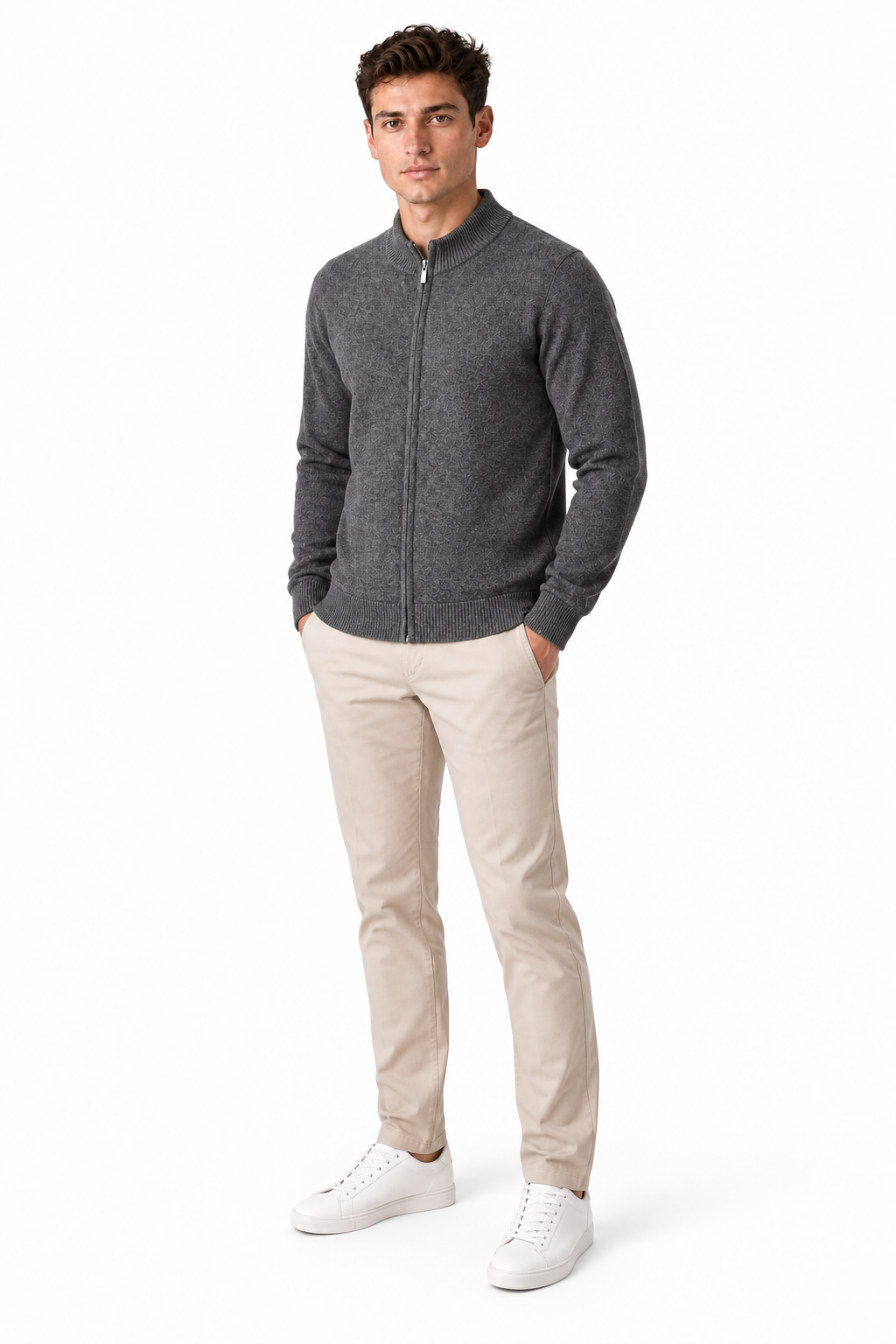 Men's Merino Wool Zip Cardigan | Glitz & Fashion