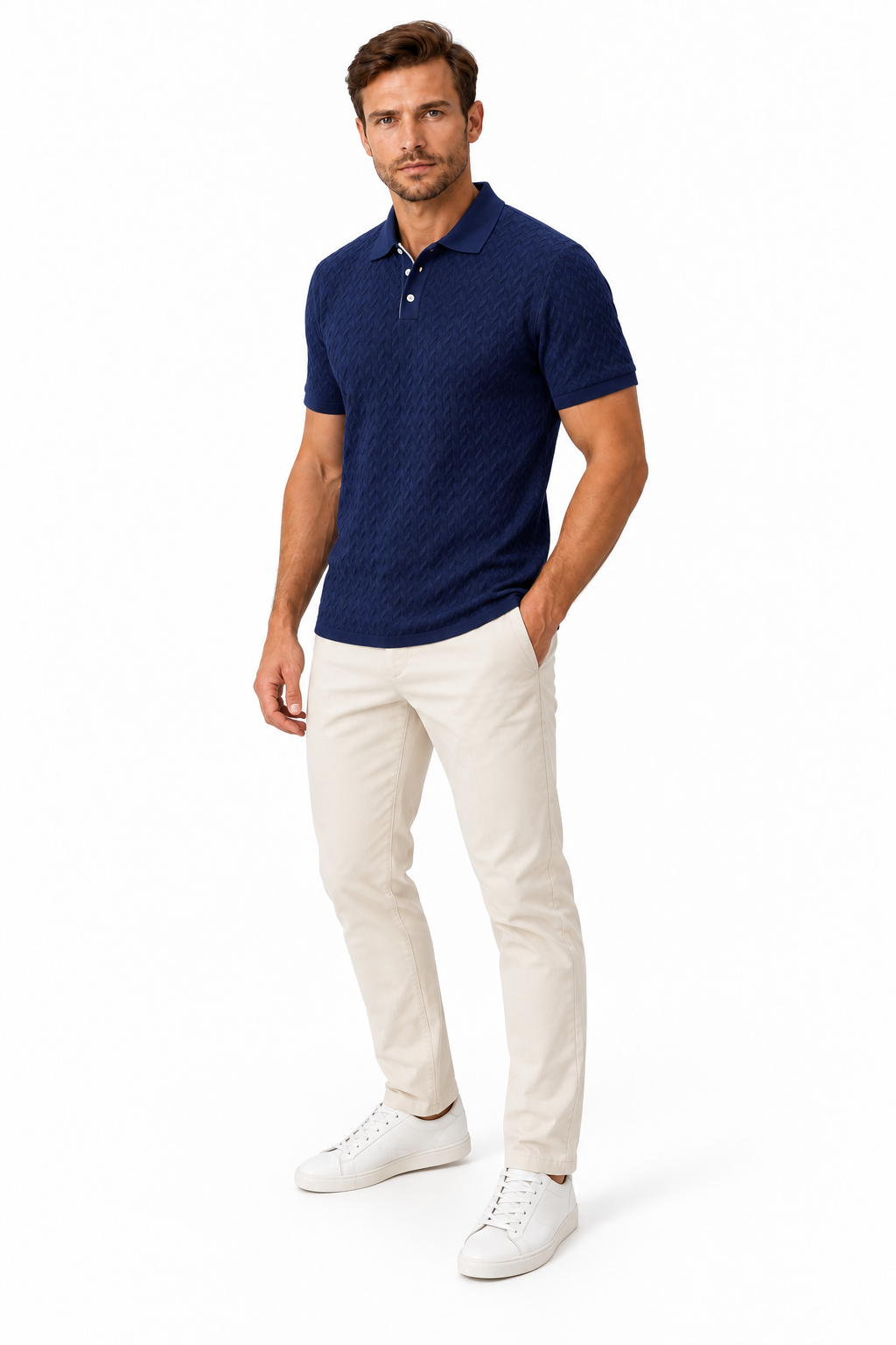 Men's Textured Classic Polo Shirt | Glitz & Fashion
