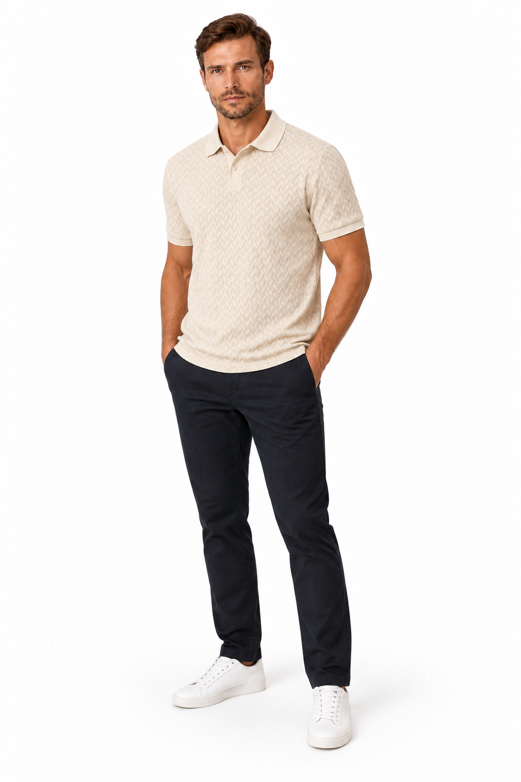 Men's Textured Classic Polo Shirt | Glitz & Fashion