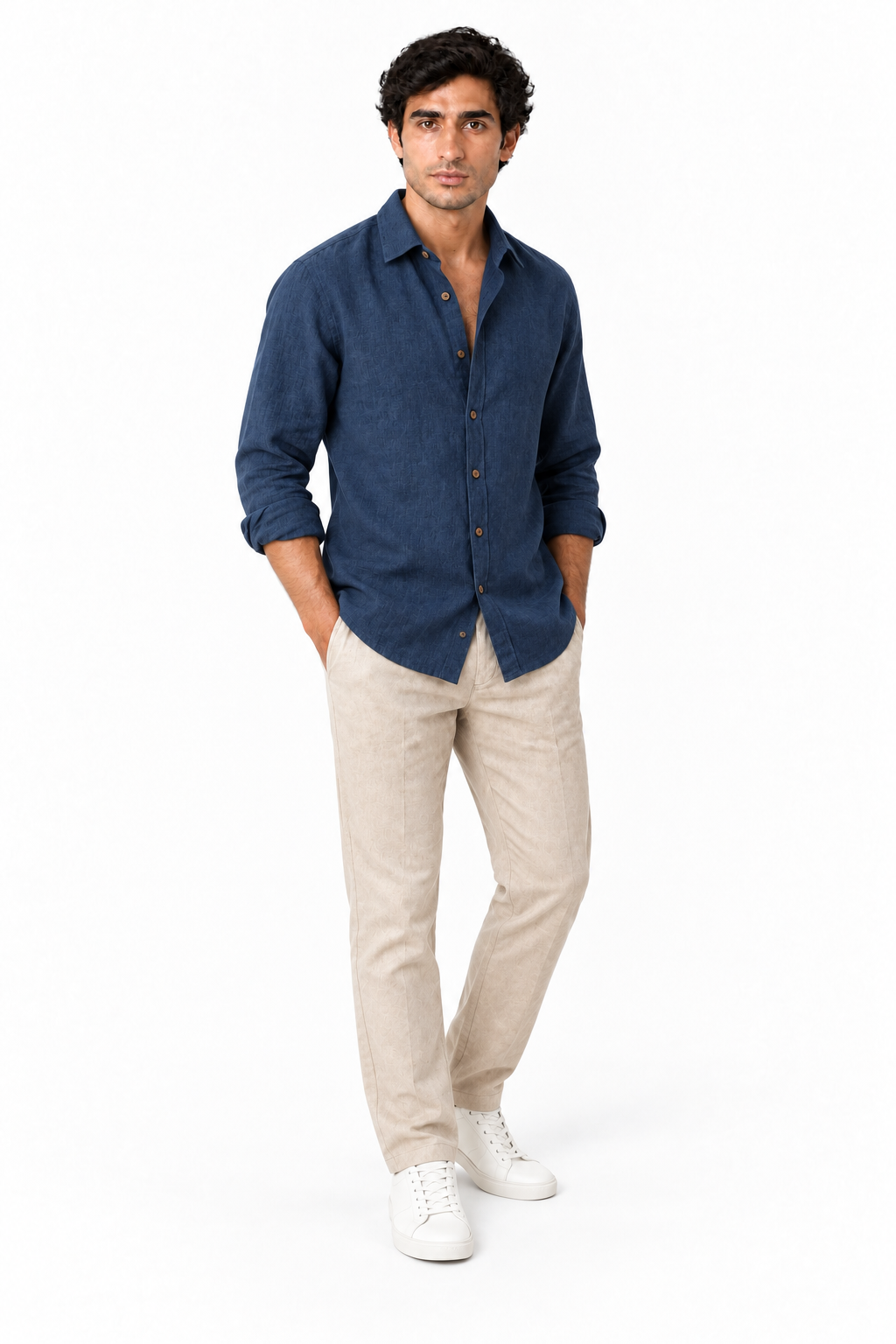 Men's Long Sleeve Linen Button-Up Shirt | Glitz & Fashion