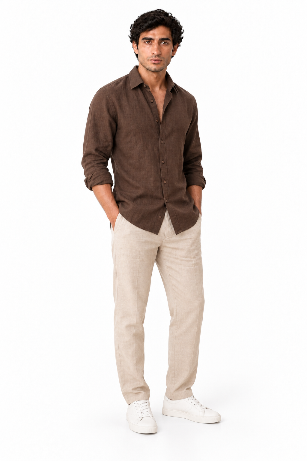 Men's Long Sleeve Linen Button-Up Shirt | Glitz & Fashion