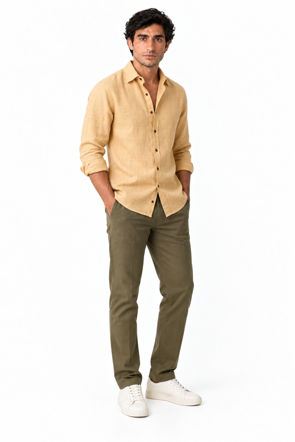 Men's Long Sleeve Linen Button-Up Shirt | Glitz & Fashion
