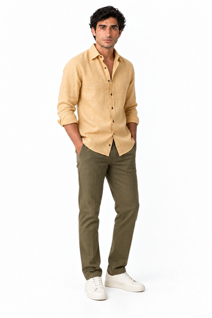 Men's Long Sleeve Linen Button-Up Shirt | Glitz & Fashion