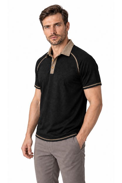 Men's Polo Shirt Contrast Stitching Short Sleeves | Glitz & Fashion