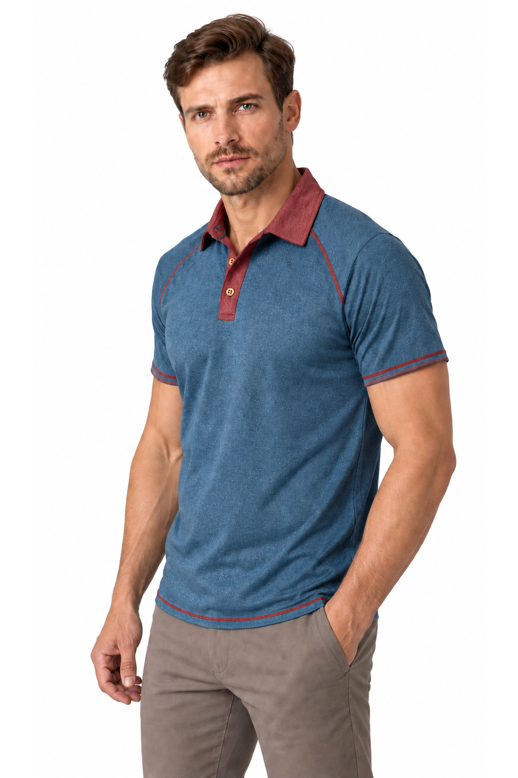 Men's Polo Shirt Contrast Stitching Short Sleeves | Glitz & Fashion