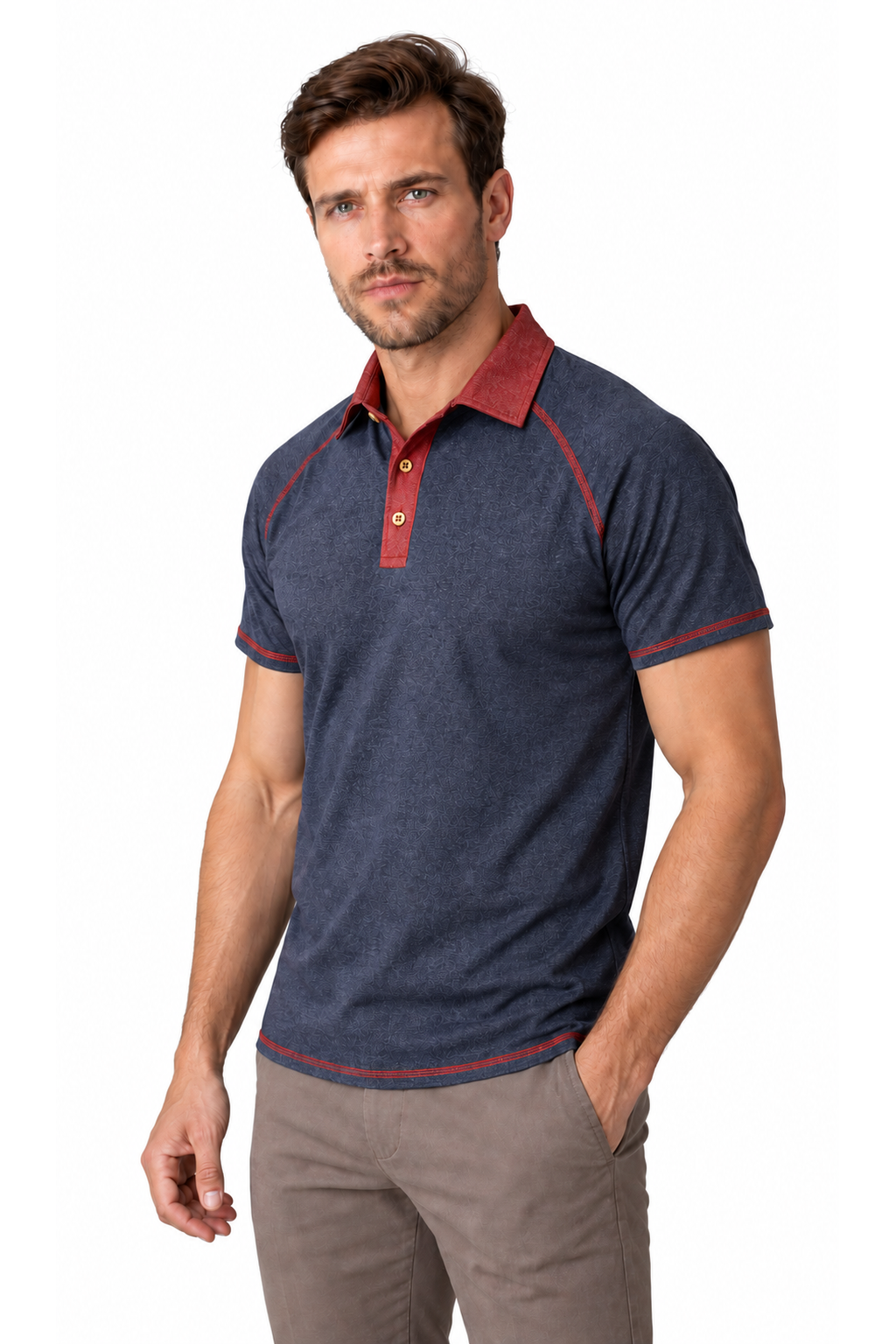 Men's Polo Shirt Contrast Stitching Short Sleeves | Glitz & Fashion