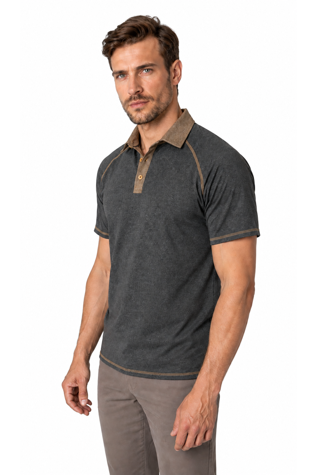 Men's Polo Shirt Contrast Stitching Short Sleeves | Glitz & Fashion