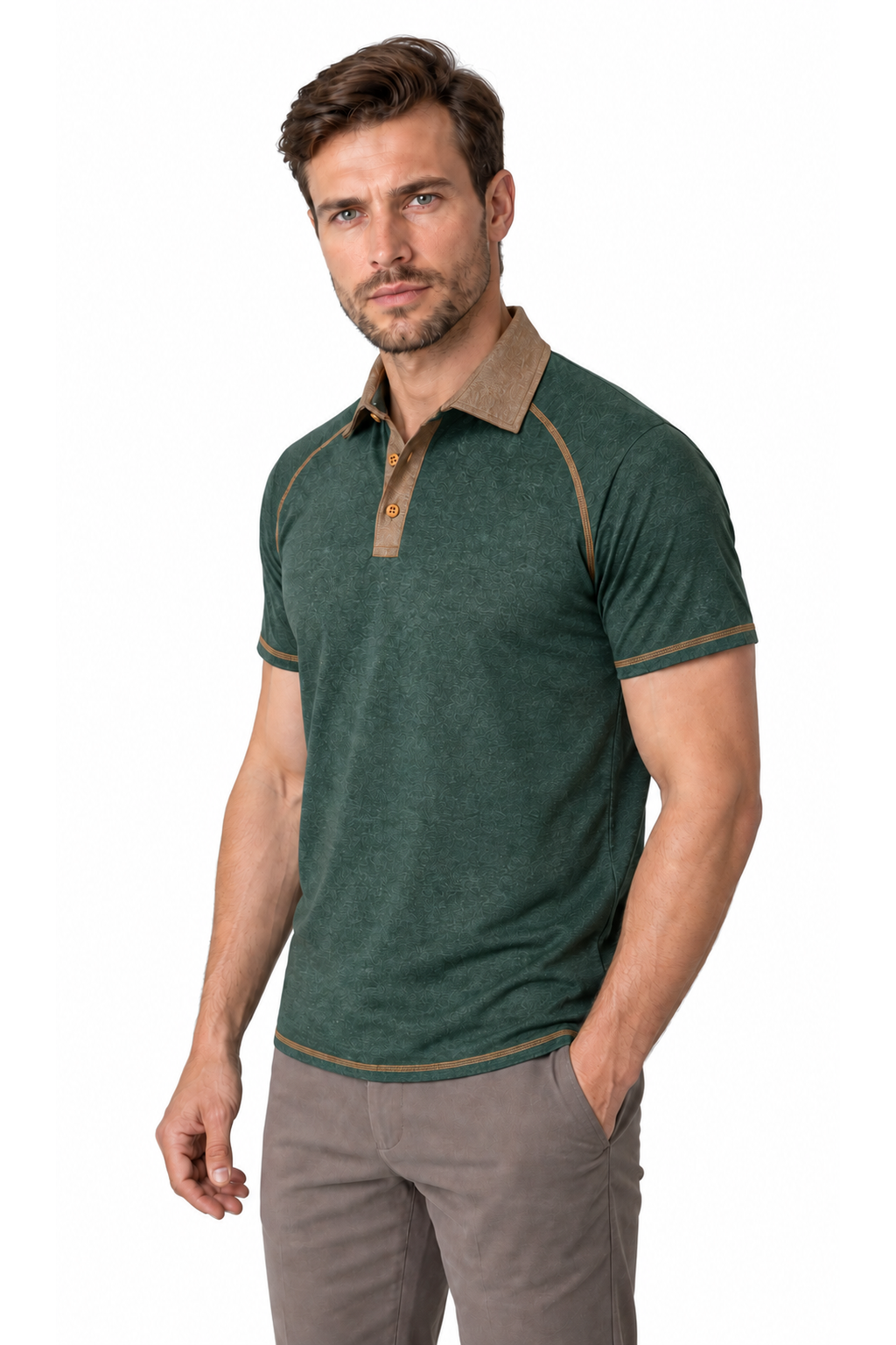 Men's Polo Shirt Contrast Stitching Short Sleeves | Glitz & Fashion