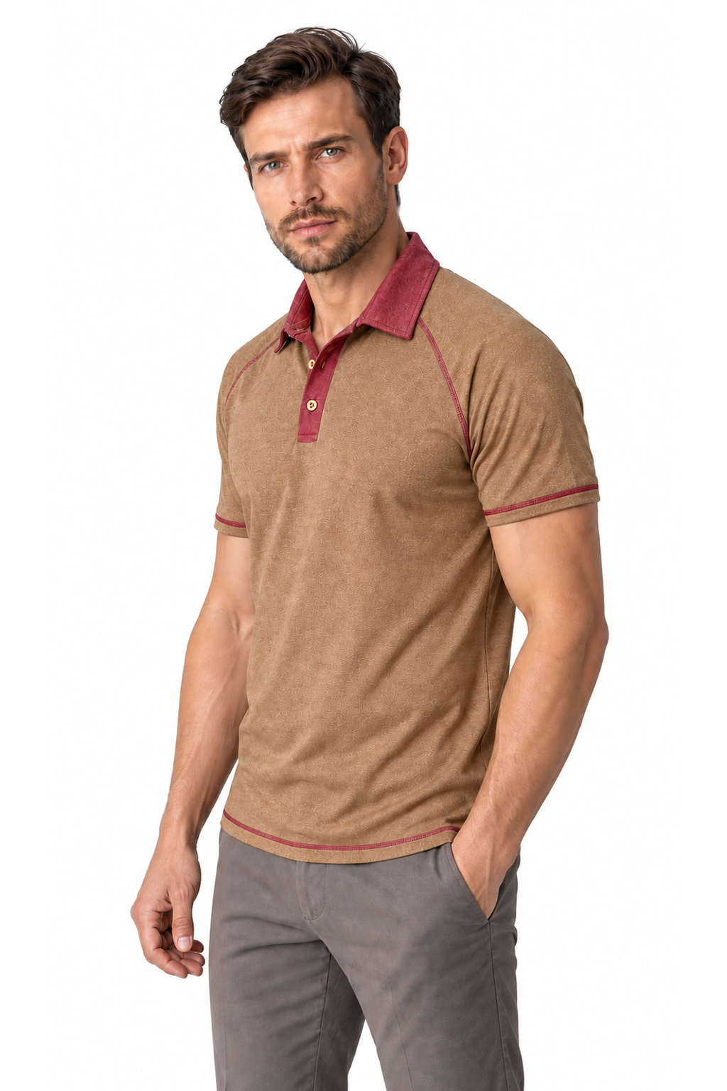 Men's Polo Shirt Contrast Stitching Short Sleeves | Glitz & Fashion